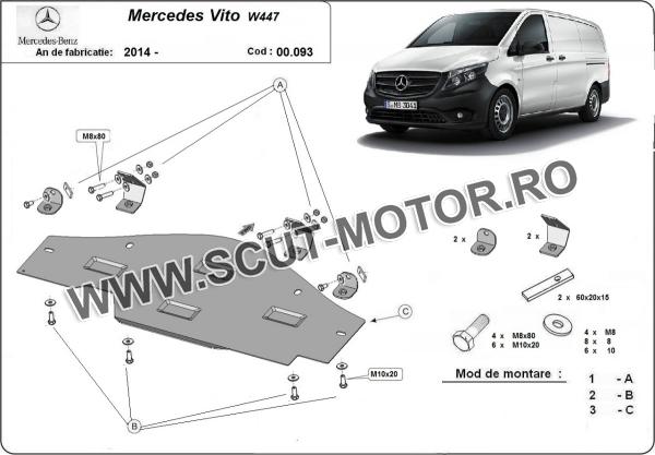 Scut metalic pentru sistemul Stop&Go Mercedes Vito W447, 4x2, 1.6 D 1